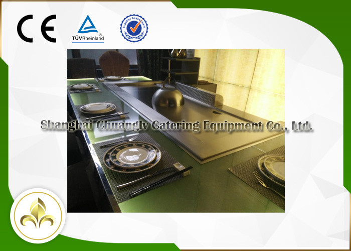 Green Light Glass Teppanyaki Hibachi Grill Steel Frame Gas Flat
