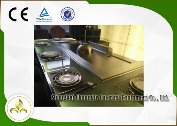 Green Light Glass Teppanyaki Hibachi Grill Steel Frame Gas Flat