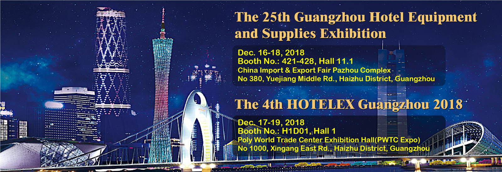 Latest company blogs about The 25th Guangzhou Hotel Equipment and Supplies Exhibition & The 4th HOTELEX Guangzhou 2018