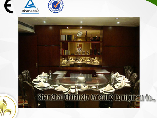 Electromagnetic Heating Arched Shape Teppanyaki Grill Table With Ten Seats CE Approved