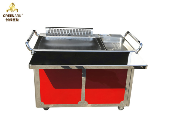 Red Color Teppanyaki Grill Table , Teppanyaki Plate with Drawer Rectangle Shape