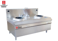 Stainless Steel Commercial Induction Wok Cooker  2 Burners Wok Cooking Equipment