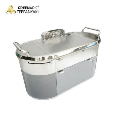 Buy Commercial Kitchen Equipment Mobile Outdoor Downdraft Gas Teppanyaki Grill Table online manufacture