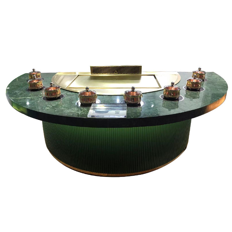 Stainless Steel Semi Circle Teppanyaki Grill Table For Induction Industry