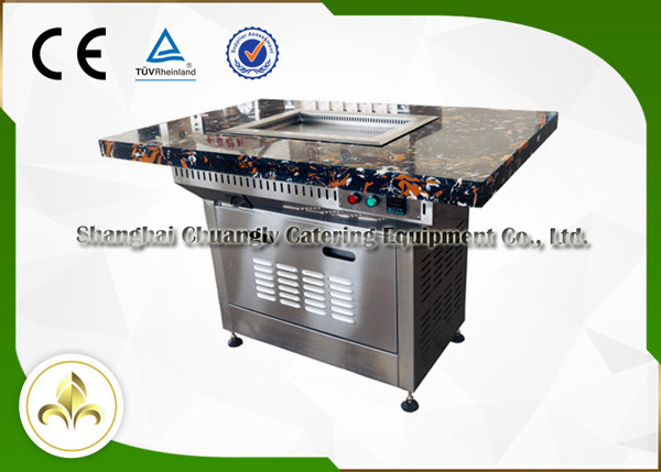Stainless Steel Electric Self Service Mini Teppanyaki Table Grill Down Exhaustion for Restaurant Hotel