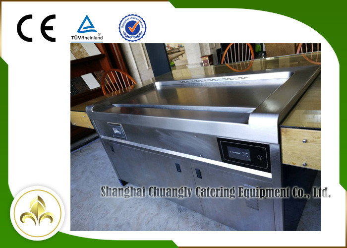 10 Seats SS Smoke Down Exhaustion Rectangle Electric Teppanyaki Table Grill