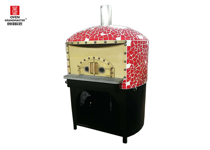 Gas Heating Italian Pizza Oven Natural Lava Rock Ceramic Tiles Decorated