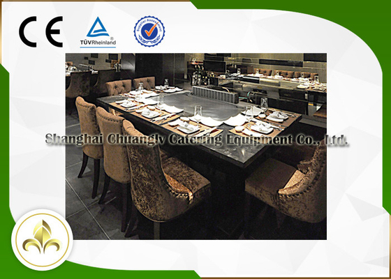 7 Seat Electric Induction Teppanyaki Grill Table Basic Configuration CE ISO9001 Certification