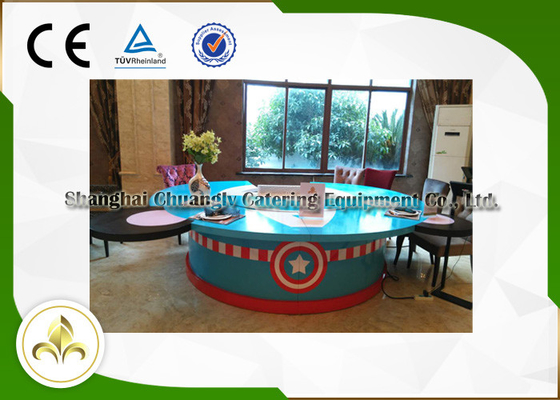 Painted Wood Table Circle Japanese Dining Grill , Outdoor / Indoor Teppanyaki Grill