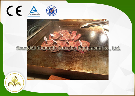 Custom 1.1M S/S Mobile Teppanyaki Grill For Mutton Chicken Fish Shellfish