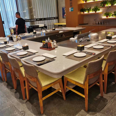 Customized Design Indoor 240V Rectangle Teppanyaki Grill Table