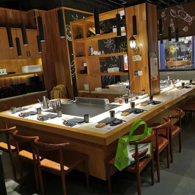 Electromagnetic Rectangle Teppanyaki Grill Table 7 - 10 Seats