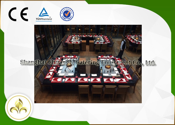 Stainless Steel Rectangle Shape Gas Teppnayaki Grill Table Back-to-Back Double Stove