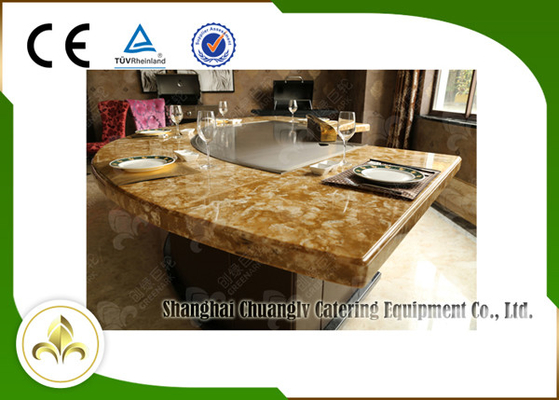 Fan Shape Down Fume Exhaustion Electric Teppanyaki Grill with 11 Seats Stainless Steel