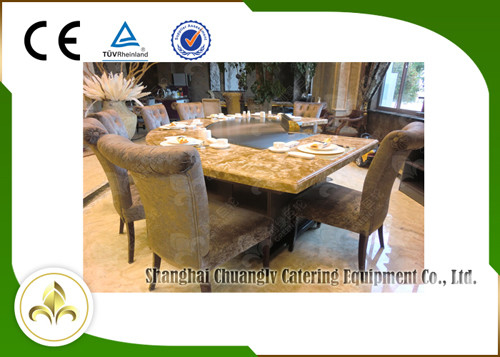 Down Fume Exhaustion Gas or LPG Heating Japanese Teppanyaki Grill Table 8 Seats