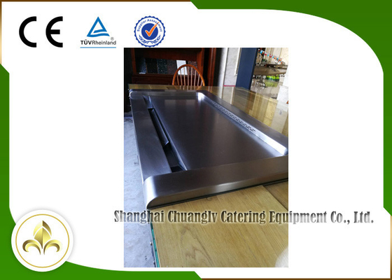 Down Fume Exhaustion Front Air Supply  Sunken Air Inlet Rectangle Electric Teppanyaki Grill Table 7 Seats