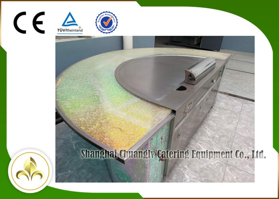 8 Seats Stainless Steel Electromagnetic Heating Semi-Circle Shape  Teppanyaki Table