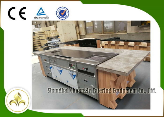 Multi Function Teppanyaki Grill Table Stainless Steel Electromagneitc Soup Stove Barbecue