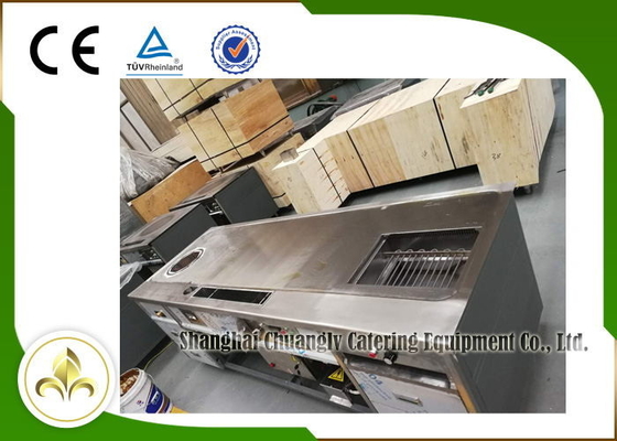 Rectangle Teppanyaki Grill Table , 2.2 Meter Induction Soup Stovetop Barbecue Grill