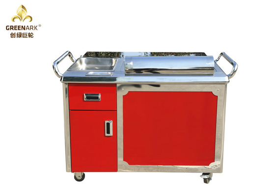 Red Color Teppanyaki Grill Table , Teppanyaki Plate with Drawer Rectangle Shape
