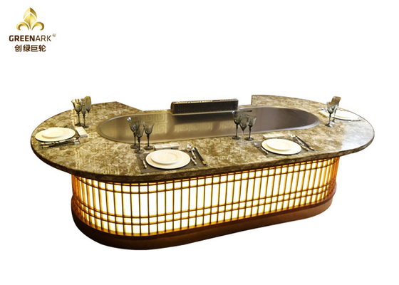 Stainless Steel Teppanyaki Grill Table Electromagnetic Heating 380V