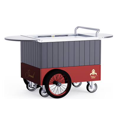 Red Mobile Teppanyaki Grill 16 inch customized wheels Free movement Food-grade material Hibachi Grill Table