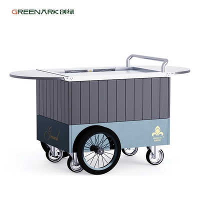 Mobile Teppanyaki Grill Food-Grade Alloy Steel Plate, 250℃ in 8 Mins, Extendable Table & 16'' Wheels Direct Factory