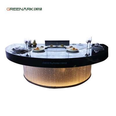 Commercial Teppanyaki Grill Table with 20mm Thick Food-Grade Alloy Steel, 8000W Power, and Triple Airflow System