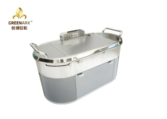 Oval Down Exhaustion Mobile Teppanyaki Grill LPG Natural Gas Hibachi Table With Purification